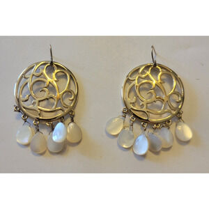 Vintage Monet Earrings Gold Tone Medallion Chandelier Drop Dangling Jewelry